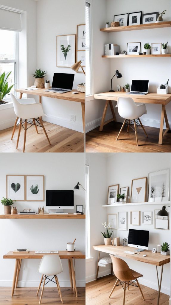 1. Minimalist White and Wood Office-Home Office