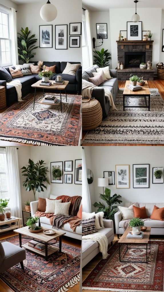 18. Cozy Rug Layering-Small Living Room