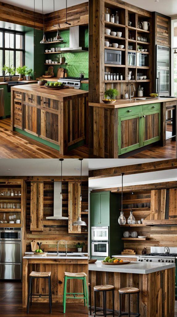 16. Reclaimed Wood Features-Green Kitchen Designs