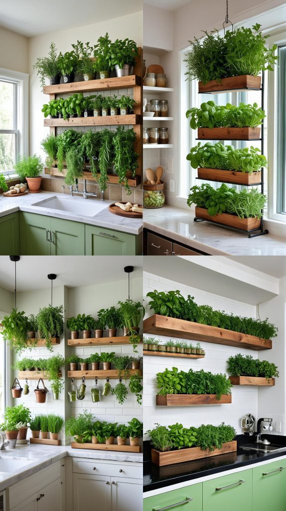 17. Indoor Herb Gardens-Green Kitchen Designs