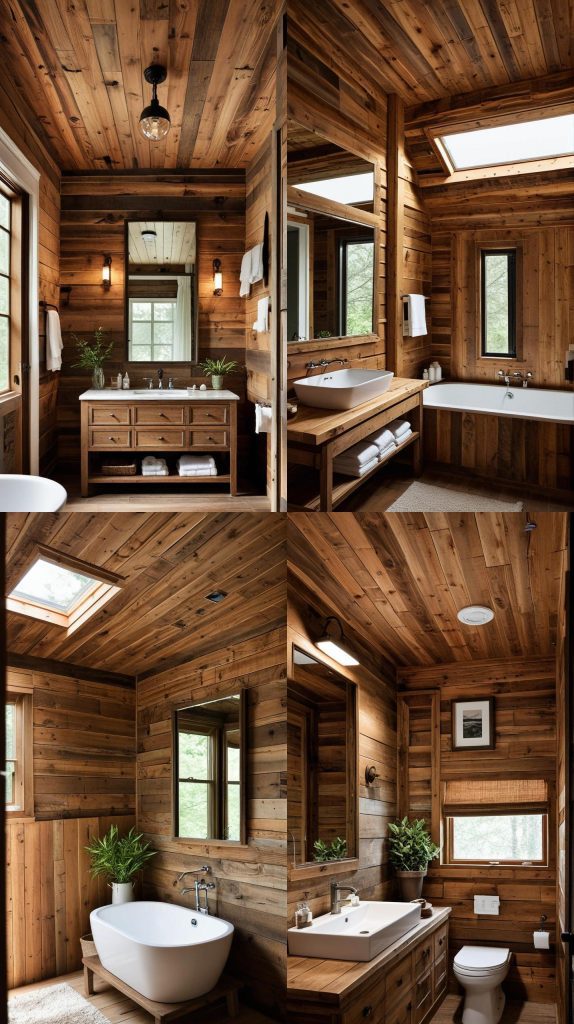 1. Rustic Wood Paneling-Bathroom Ceiling