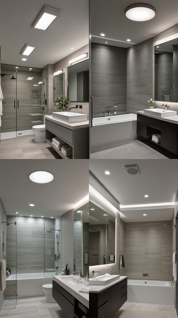 2. Recessed Lighting with a Dimmer-Bathroom Ceiling