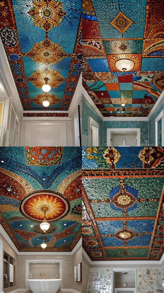 22. Artistic Ceiling Mosaic-Bathroom Ceiling