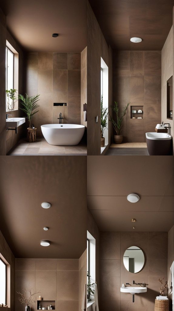 23. Matte Earthy Tones-Bathroom Ceiling