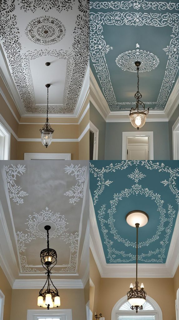 25. Custom Stencil Design-Bathroom Ceiling