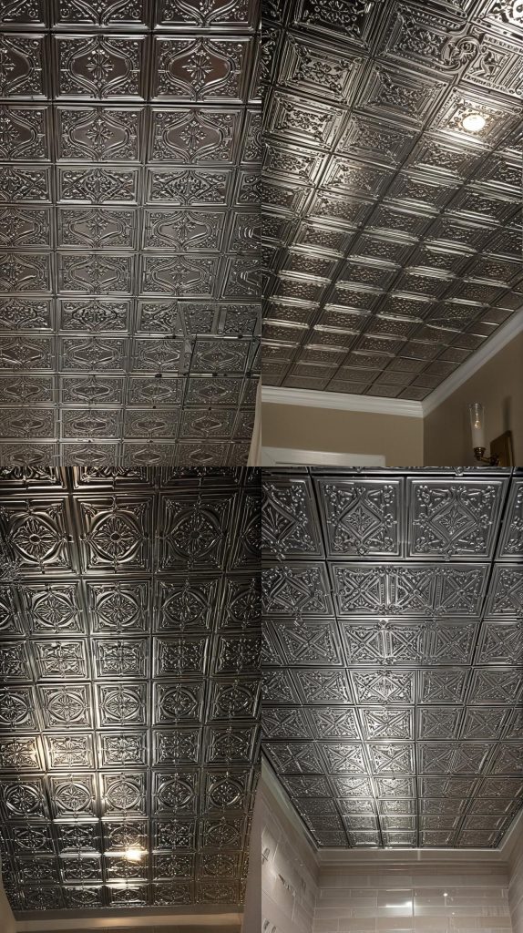 3. Metallic Ceiling Tiles-Bathroom Ceiling