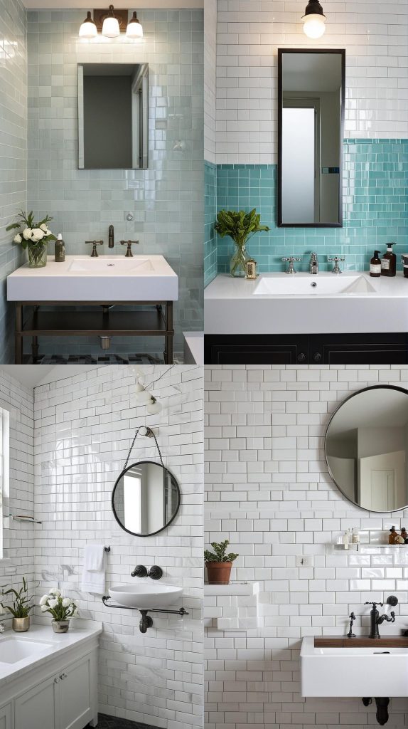 1. Classic Subway Tiles with a Twist-Bathroom Tile