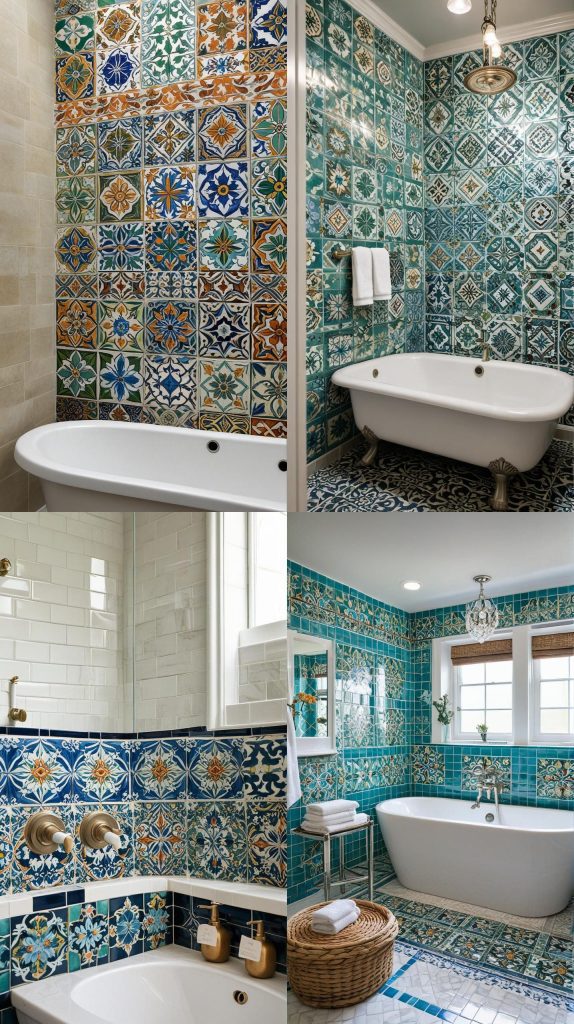 11. Hand-Painted Tiles for a Personalized Touch-Bathroom Tile