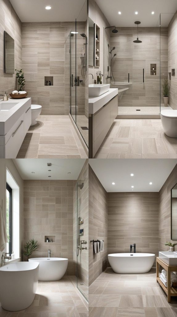 12. Minimalist Style with Neutral Tones-Bathroom Tile