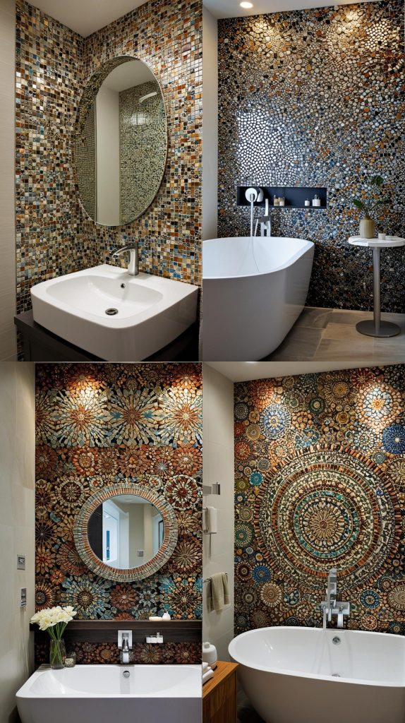 14. Creative Tile Mosaics as Wall Art-Bathroom Tile