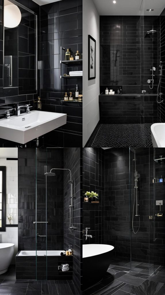 17. Bold Black Tiles for a Dramatic Effect-Bathroom Tile