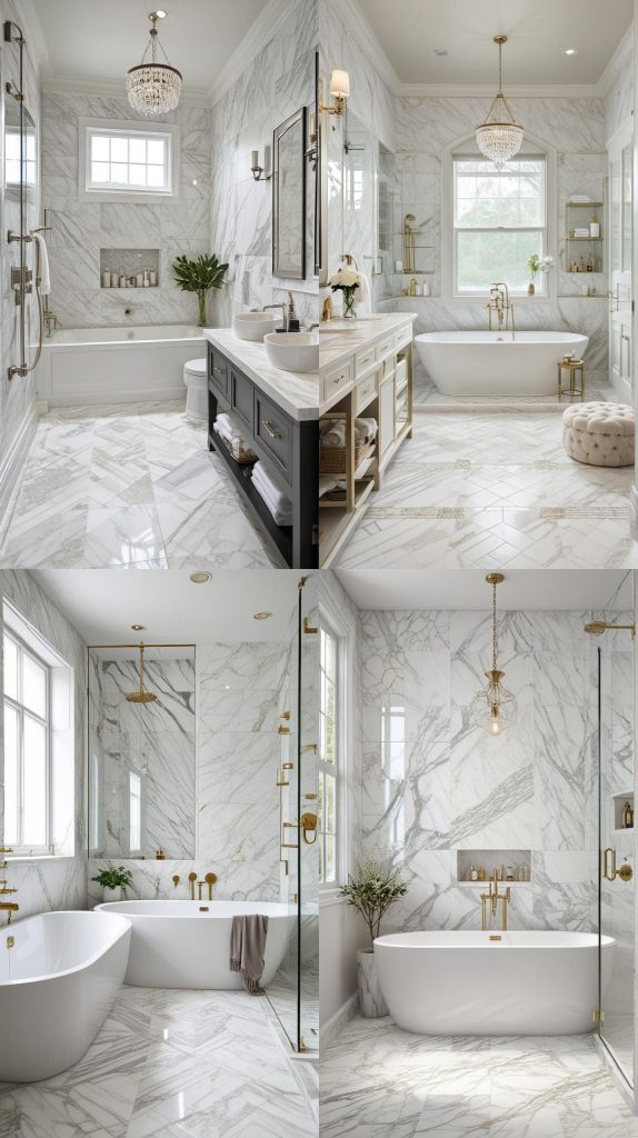 18. Luxurious Marble Tiles for Elegance-Bathroom Tile