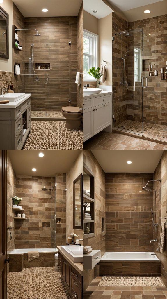 22. Warm Earth Tones for Cozy Comfort-Bathroom Tile