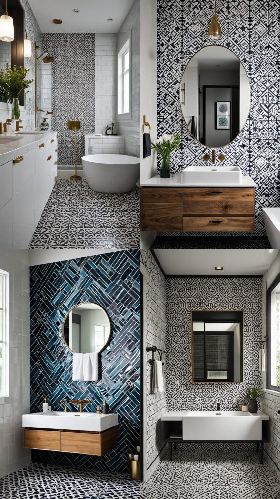 5. Bold Geometric Patterns for a Modern Touch-Bathroom Tile