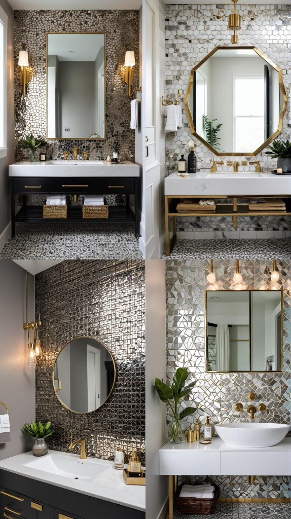 8. Metallic Accents for a Touch of Glam-Bathroom Tile