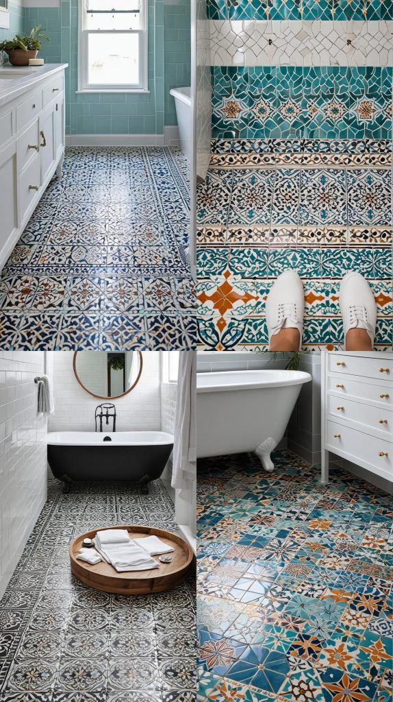 9. Moroccan-Inspired Floor Tiles-Bathroom Tile