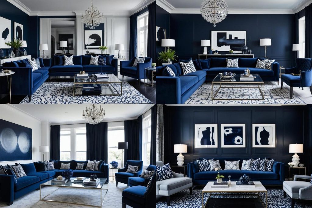 21. Sleek and Sophisticated-blue living room