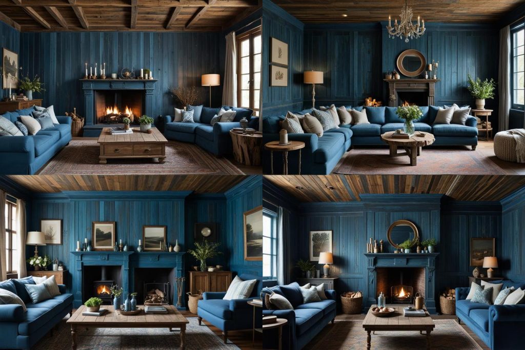 4. Rustic Charm-blue living room