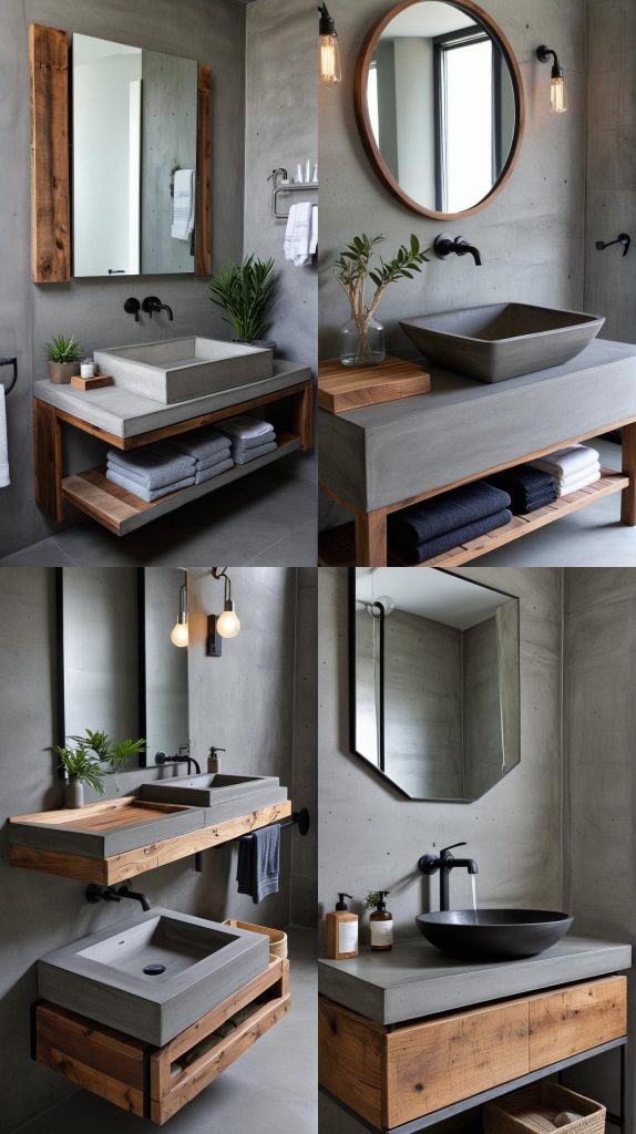 17. Concrete Sink with Wood Accents-Modern Bathroom