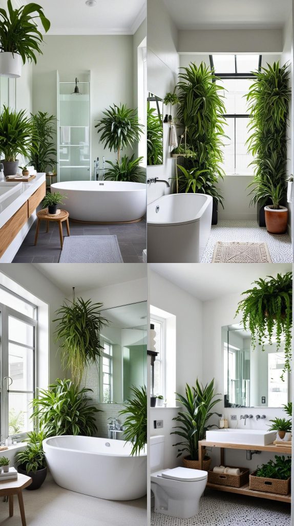 19. Indoor Plants for a Touch of Green-Modern Bathroom