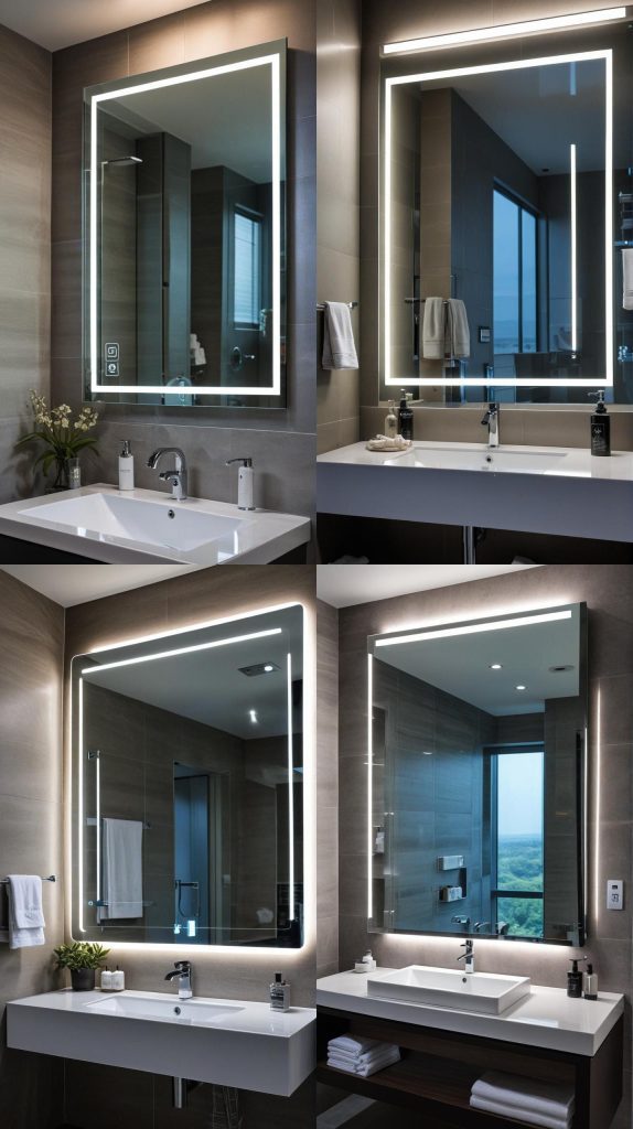 4. Smart Mirror with Built-In Display-Modern Bathroom