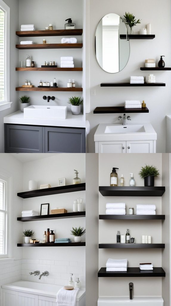 7. Minimalist Floating Shelves-Modern Bathroom