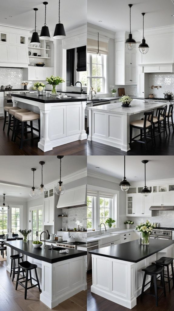 17. Classic Monochrome Island-Kitchen Island