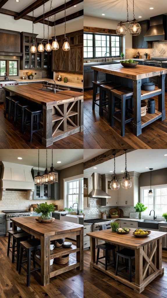 2. Rustic Wood Island-Kitchen Island