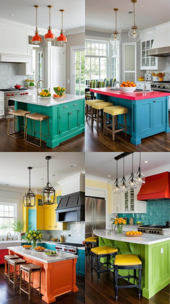 23. Bold Color Pop Island-Kitchen Island