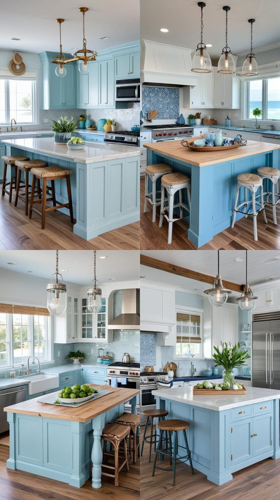 5. Coastal Vibes Island-Kitchen Island