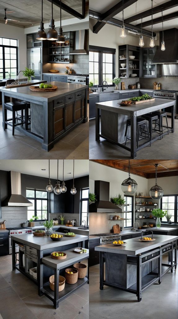 6. Industrial Style Island-Kitchen Island