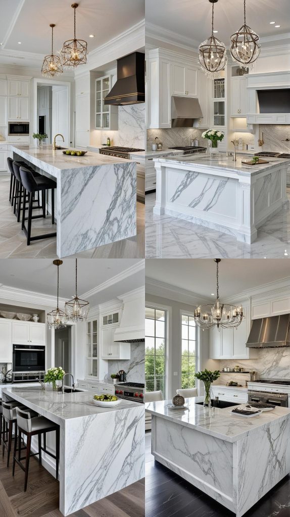 7. Elegant Marble Island-Kitchen Island