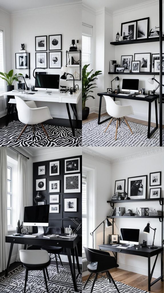 17. Monochrome Magic-Modern Home Office 