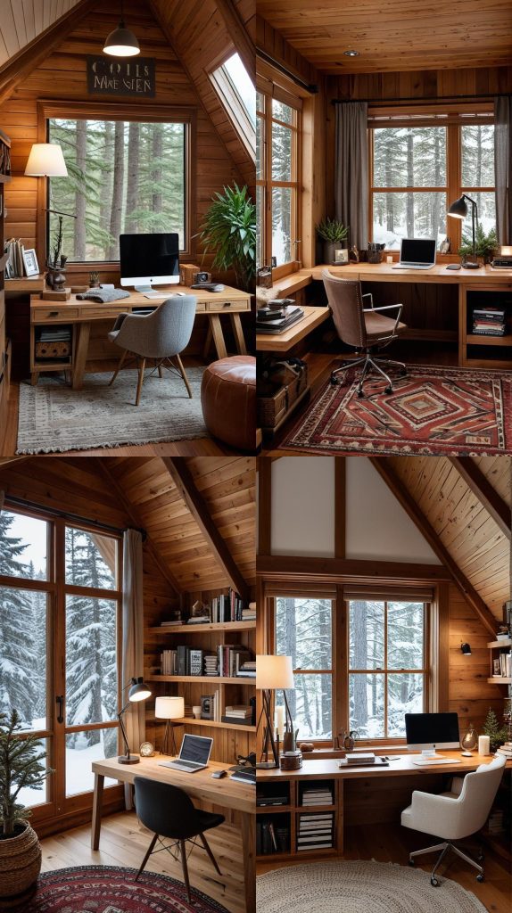 18. Cozy Cabin-Modern Home Office 