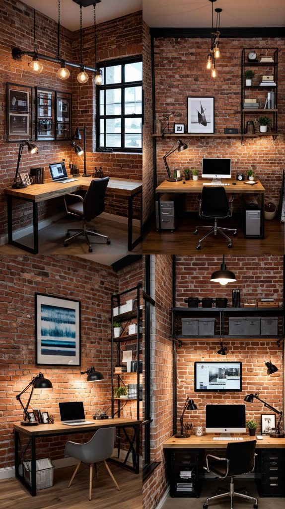 23. Warm Industrial-Modern Home Office 