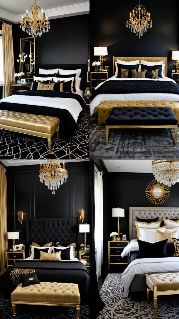 15. Glamorous Black and Gold Bedroom-Modern Bedroom