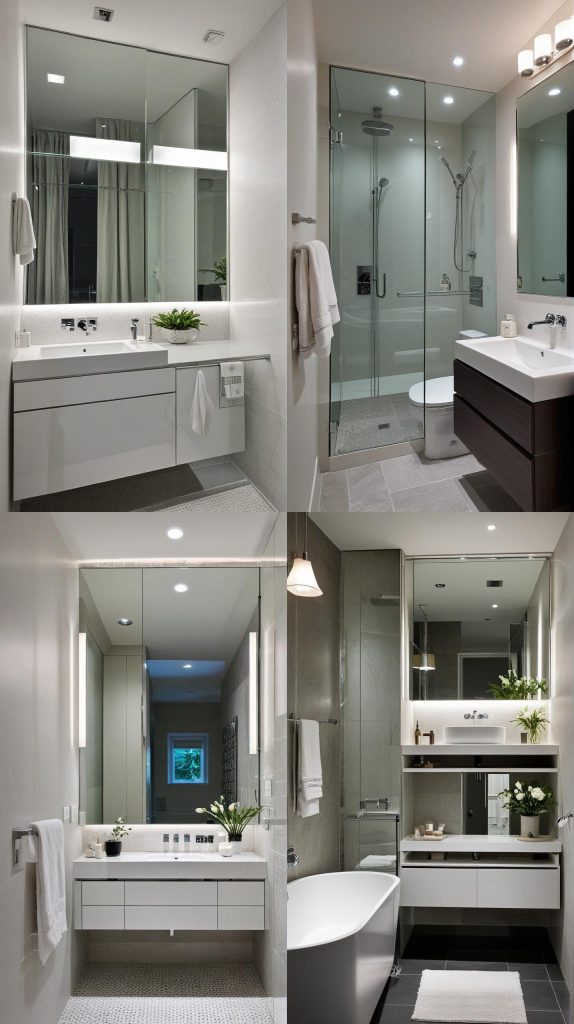 1. Floor-to-Ceiling Mirror-Small Bathroom