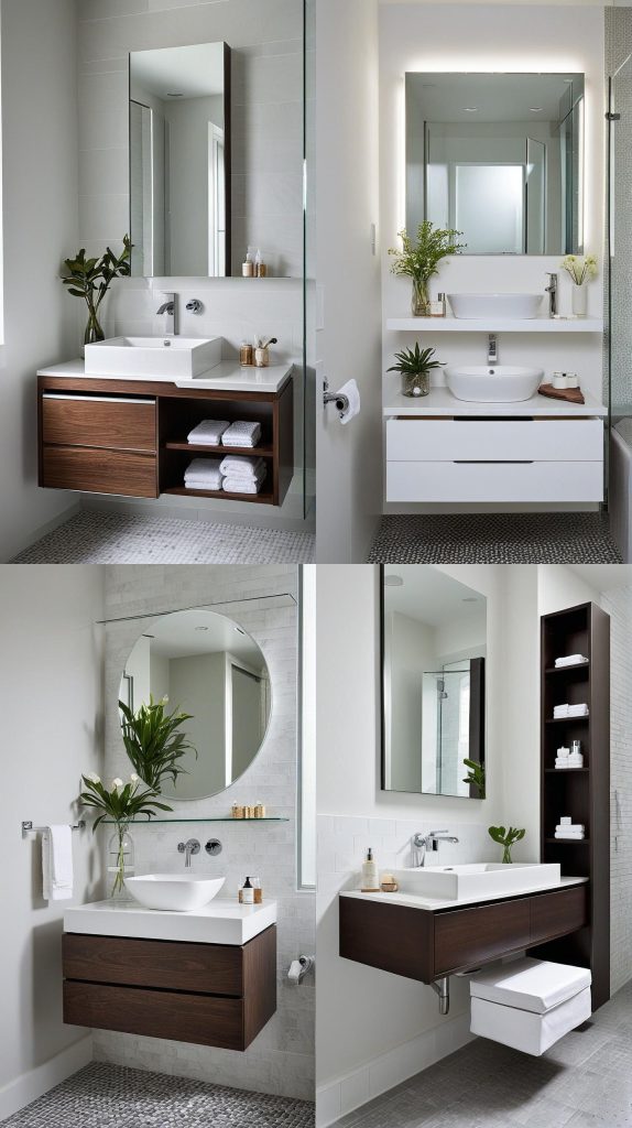 2. Floating Vanity with Storage-Small Bathroom