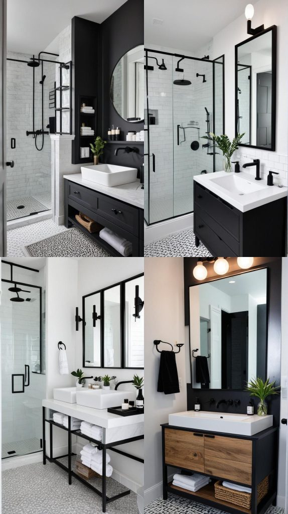 24. Matte Black Fixtures-Small Bathroom