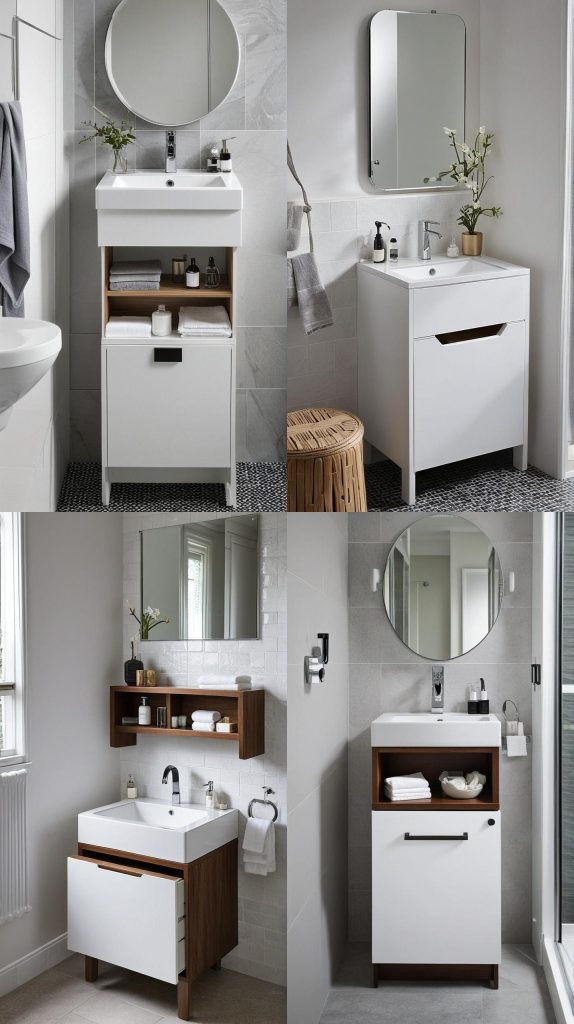 25. Compact Vanity with Integrated Storage-Small Bathroom