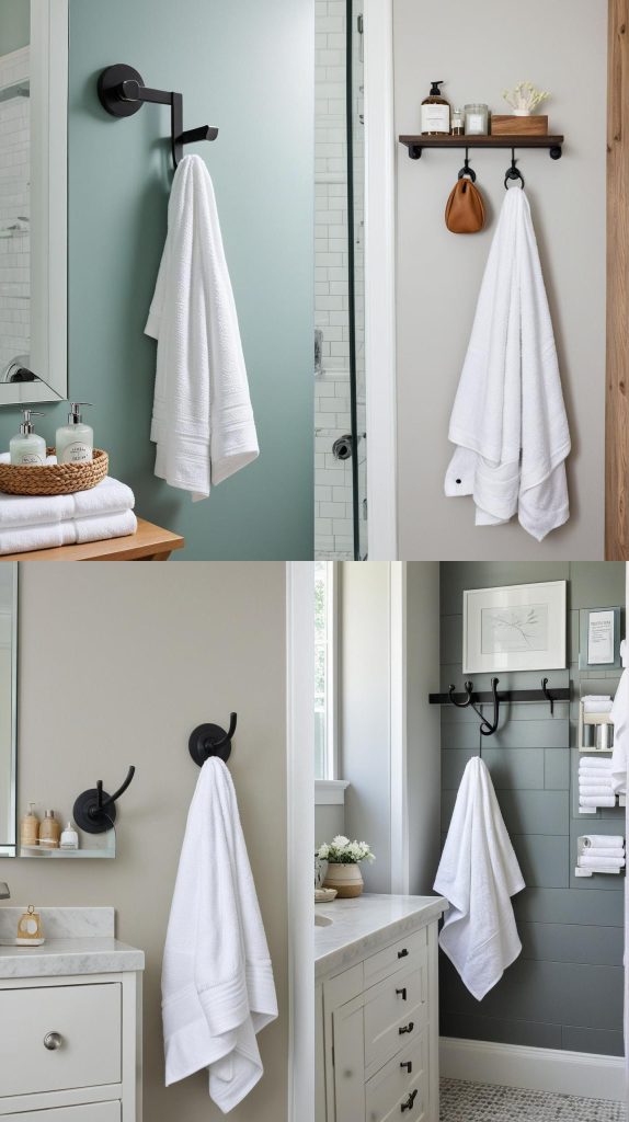 26. Wall-Mounted Towel Hooks-Small Bathroom