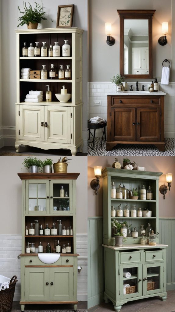 14. Vintage Apothecary Style-Bathroom Cabinets