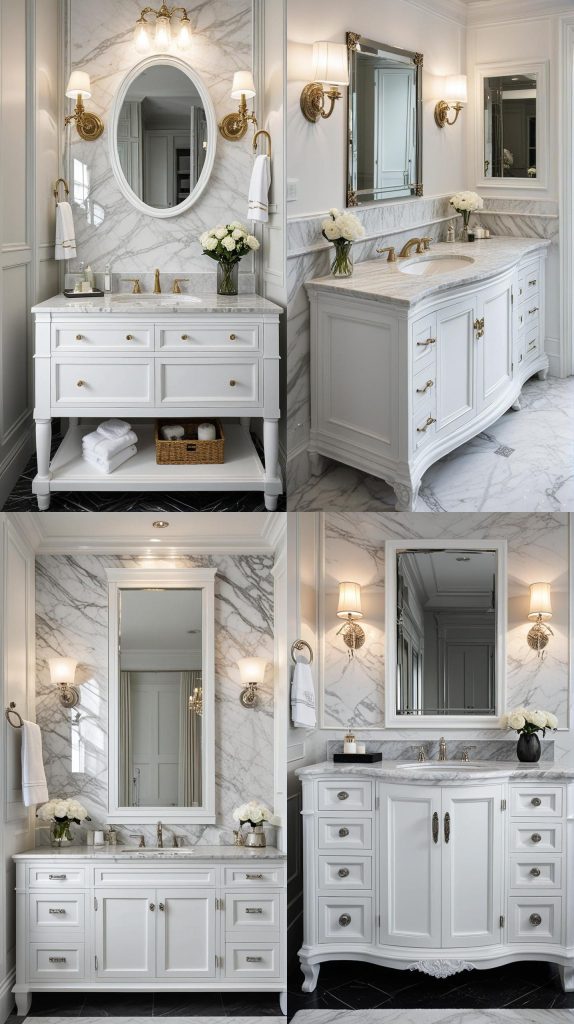 16. Marble-Topped Vanity-Bathroom Cabinets