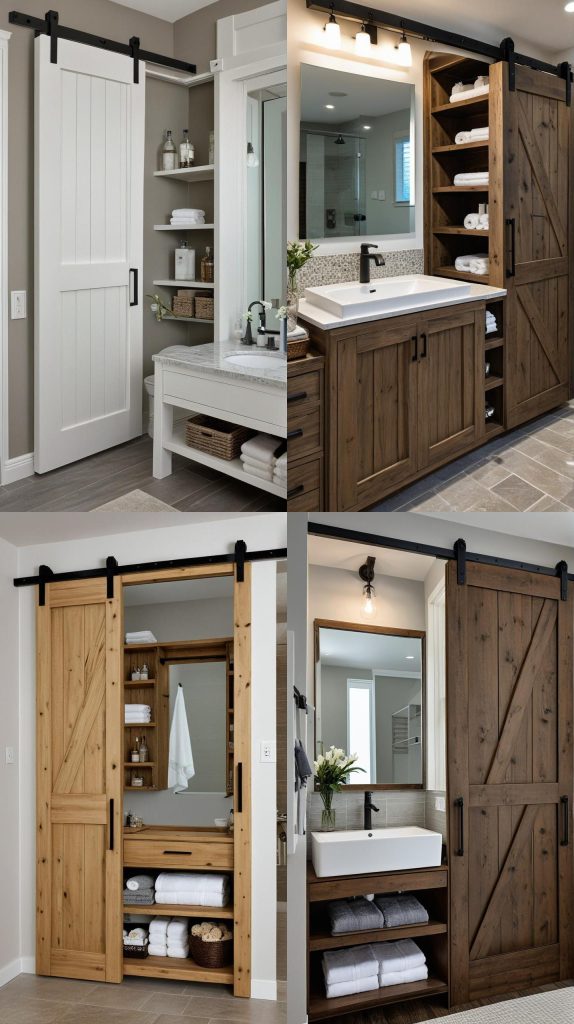 26. Sliding Barn Door Style-Bathroom Cabinets