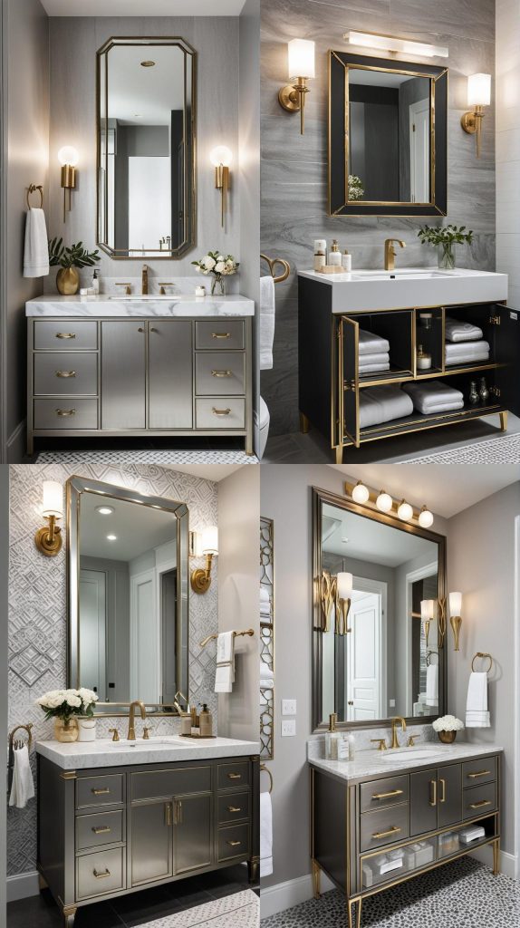 27. Metallic Accents-Bathroom Cabinets