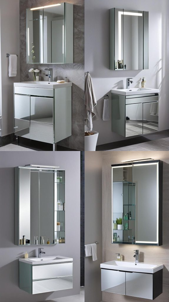 3. Mirrored Cabinet with Storage-Bathroom Cabinets