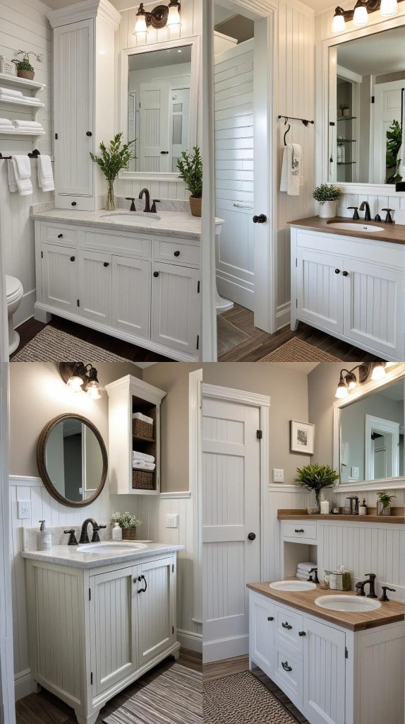 8. Farmhouse Beadboard Style-Bathroom Cabinets