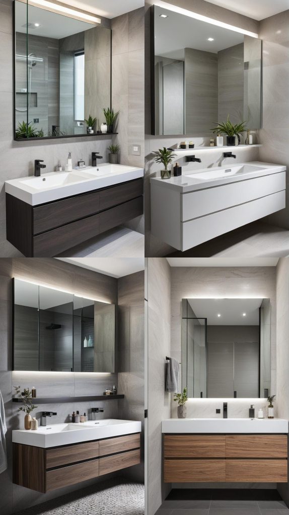 9. Sleek Handleless Design-Bathroom Cabinets