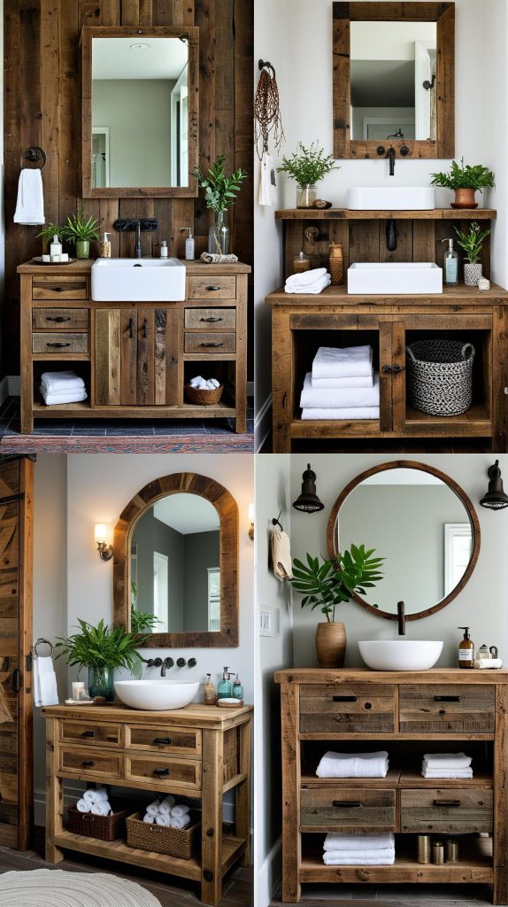 1. Reclaimed Wood Vanity-Boho Bathroom