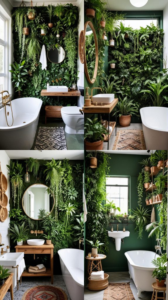 10. Indoor Green Wall-Boho Bathroom